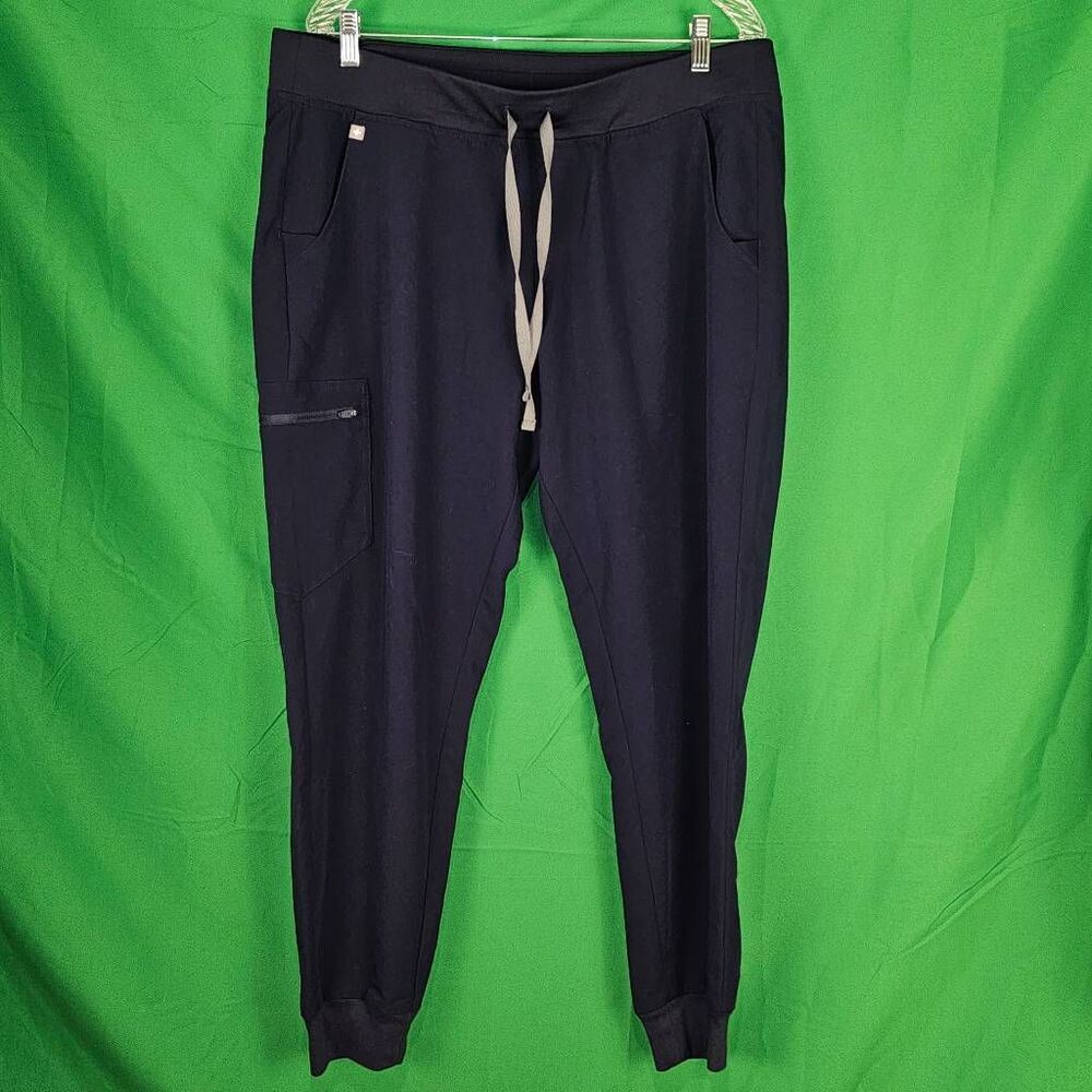 Figs Women's Black Jogger Scrub Pants with Cream Drawstring